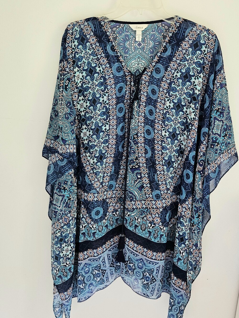 Soma Blue Print Parka Style Swimsuit Cover-up